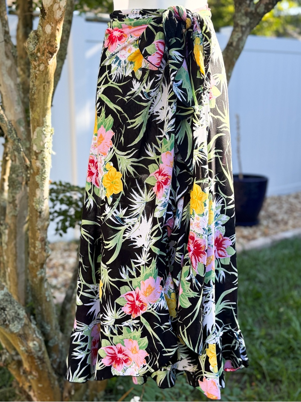 Indah XS Tropical Floral Convertible Sarong Swim Cover Up Strapless Dress